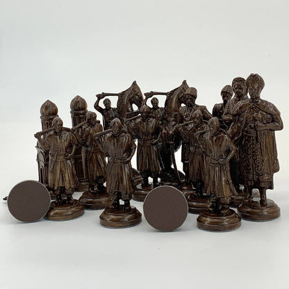 Collectible Cossack Army Chess Pieces - Set of wooden chess pieces