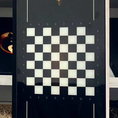 Plateau de jeu élégant 3 en 1 en verre : échecs, backgammon en verre et dames. Prêt à offrir. Personnalisé