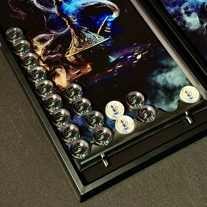 Jeu de backgammon en verre 61*27*5cm, personnalisé et prêt à offrir. Design unique.