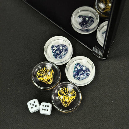Jeu de backgammon en verre Snake, 61*27cm. Personnalisation. Prêt à offrir.