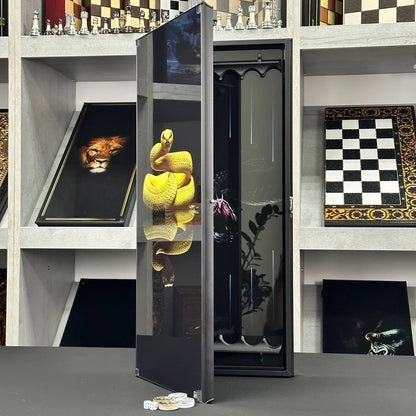 Jeu de backgammon en verre Snake, 61*27cm. Personnalisation. Prêt à offrir.
