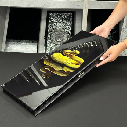 Jeu de backgammon en verre Snake, 61*27cm. Personnalisation. Prêt à offrir.