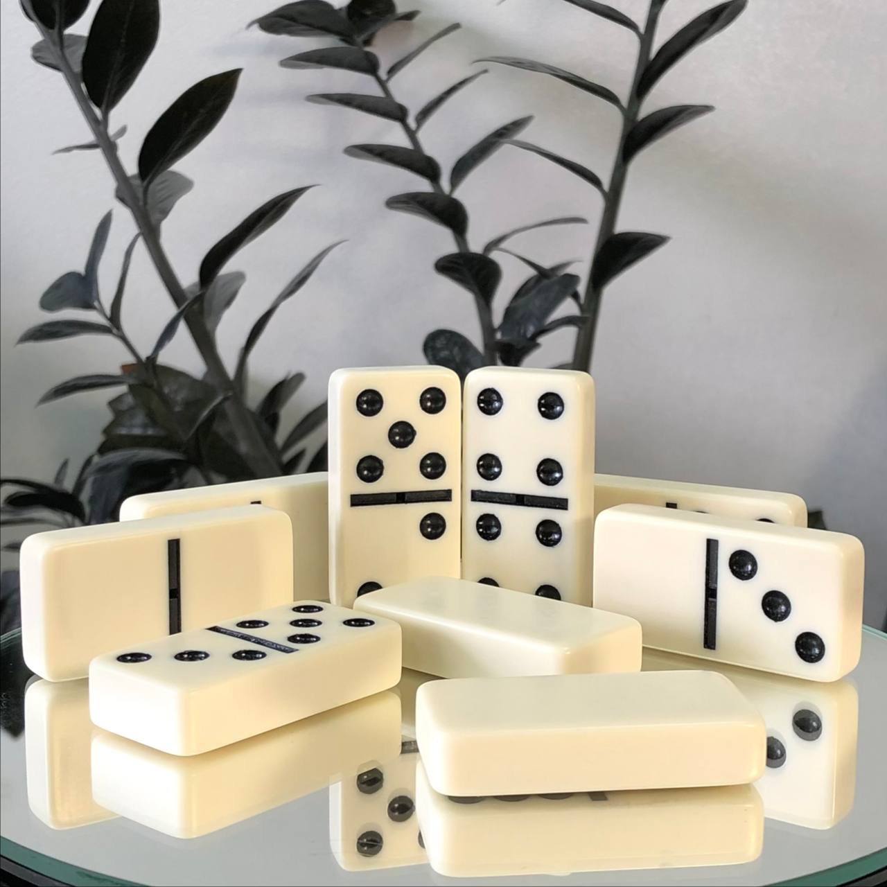 Elegantes Acryl-Domino-Set in Holzbox | Karton, 53 x 27 x 12 mm Dominogröße. Geschenkfertig