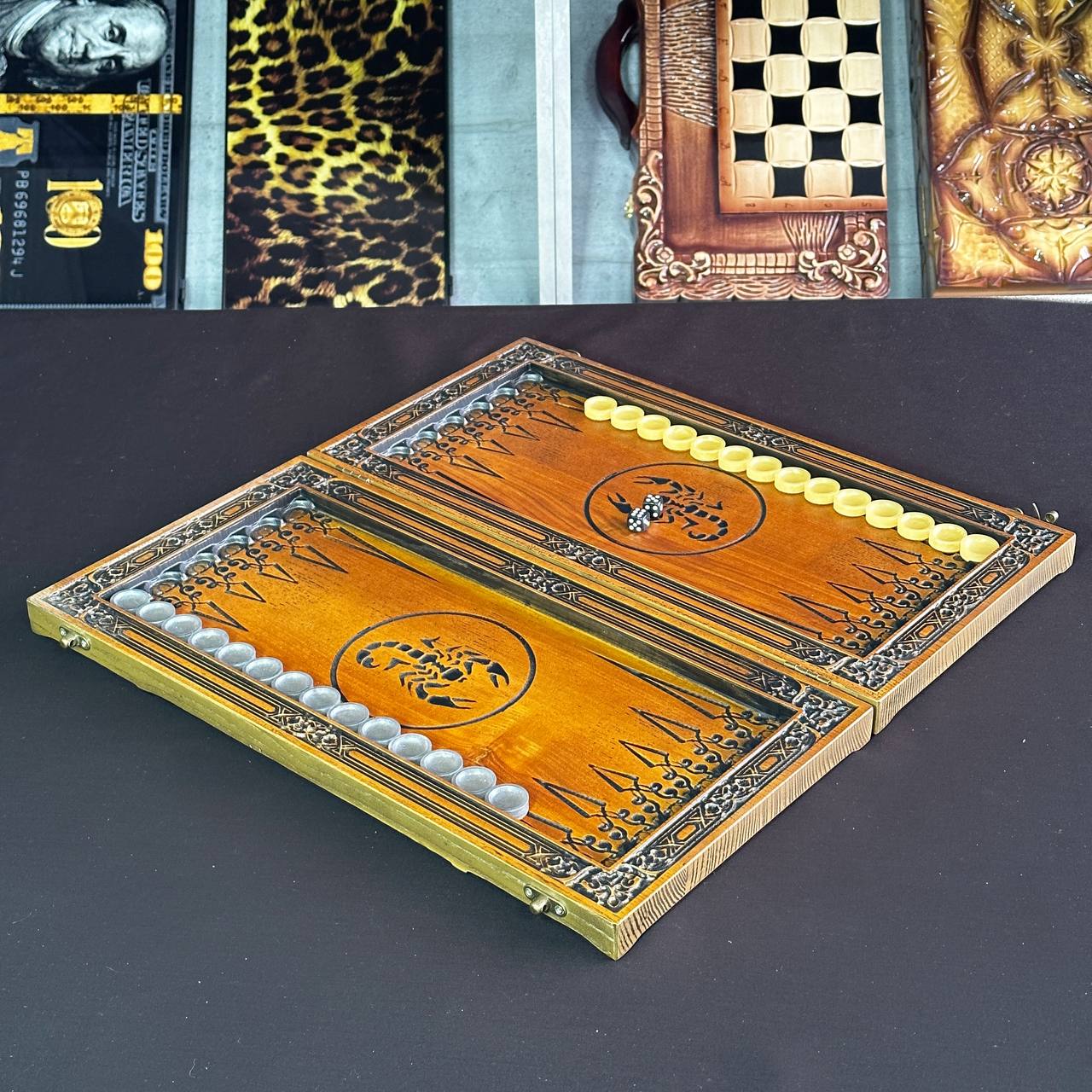 Jeu de backgammon en bois 46*23cm, prêt à offrir et personnalisé