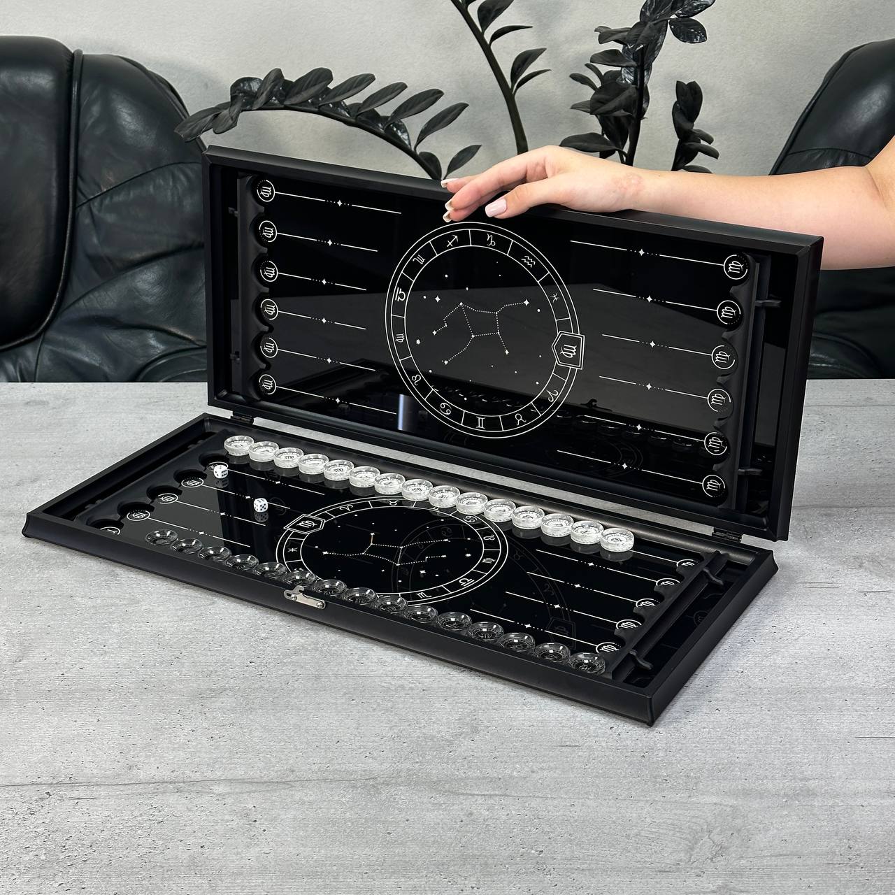 Virgo Zodiac Glass Backgammon Set – Large 24”