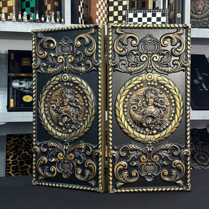 Exklusives Holz-Backgammon "Vigro Zodiac". Individualisierbar und verschenkfertig