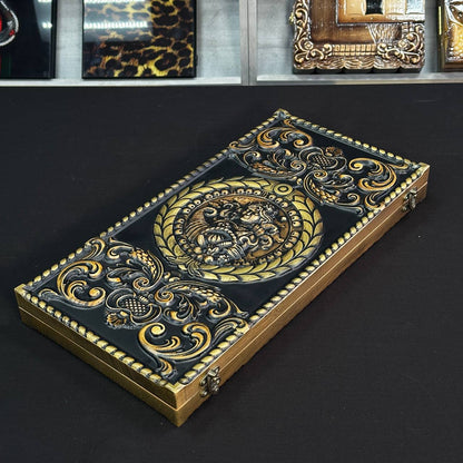 Exklusives Holz-Backgammon "Vigro Zodiac". Individualisierbar und verschenkfertig