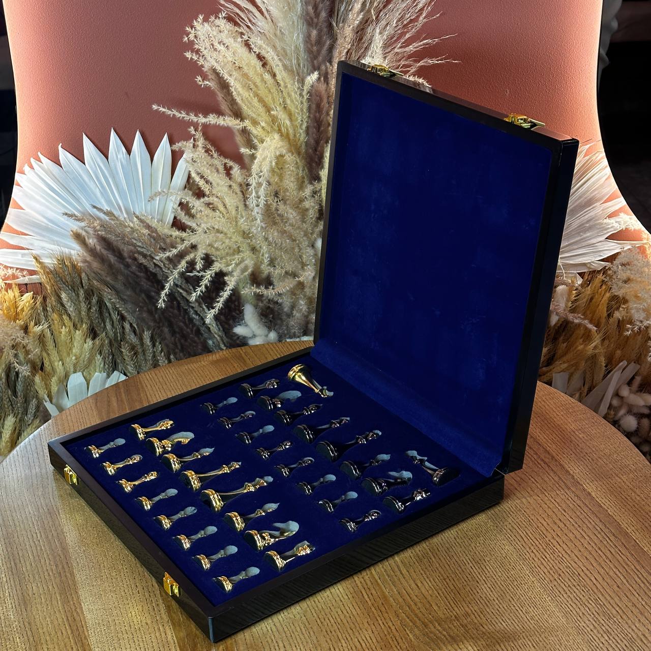 Chess Set with Imitation Marble (29x29 cm), Wooden chess set. Gift-ready. Art. 198027