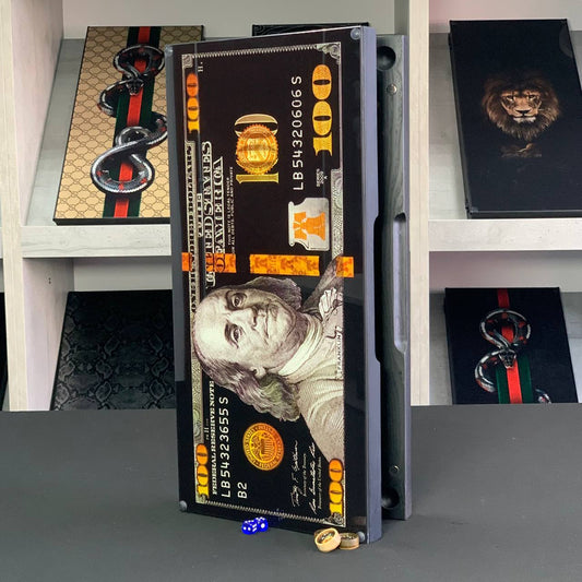 Exclusive Glass&Wood Backgammon board game set. Gift-ready and Customized