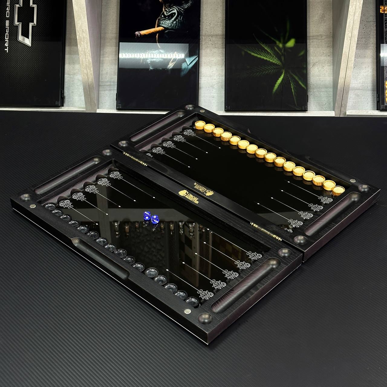 Jeu d'échecs et de backgammon en verre 3 en 1 dans un cadre en bois, 2 tailles, un jeu de société luxueux prêt à offrir
