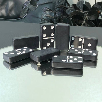 Jeu de dominos noirs 53 x 24 mm dans une boîte de rangement, qualité supérieure, prêt à offrir