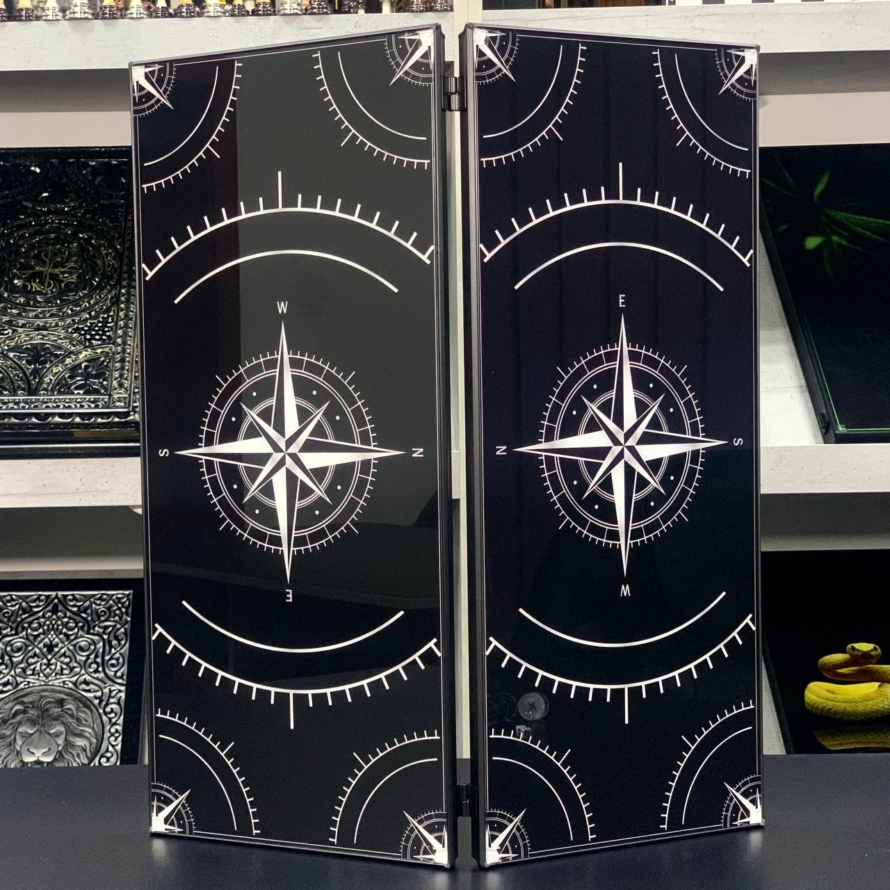 Jeu de backgammon en verre de luxe fait à la main 61 x 27 cm. Personnalisé, prêt à offrir