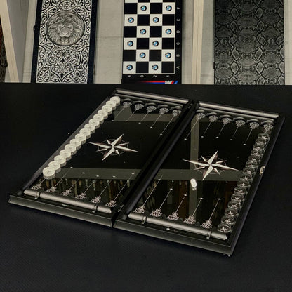 Jeu de backgammon en verre de luxe fait à la main 61 x 27 cm. Personnalisé, prêt à offrir