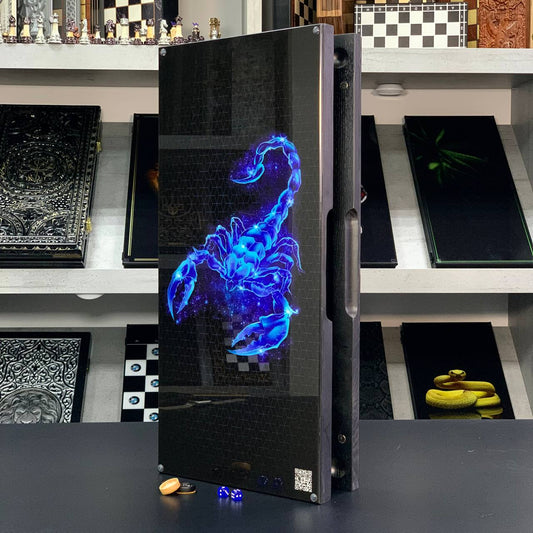 Exclusive Glass&Wood Backgammon with Scorpion. Gift-ready and Customized