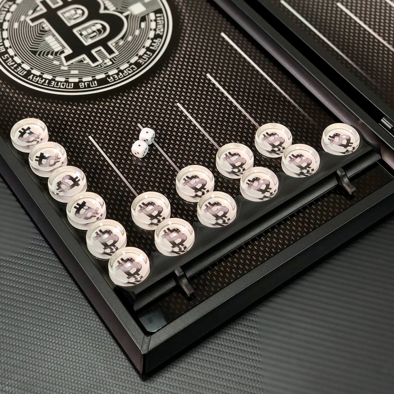 Bitcoin Silver Glass Backgammon Set – Large 24”