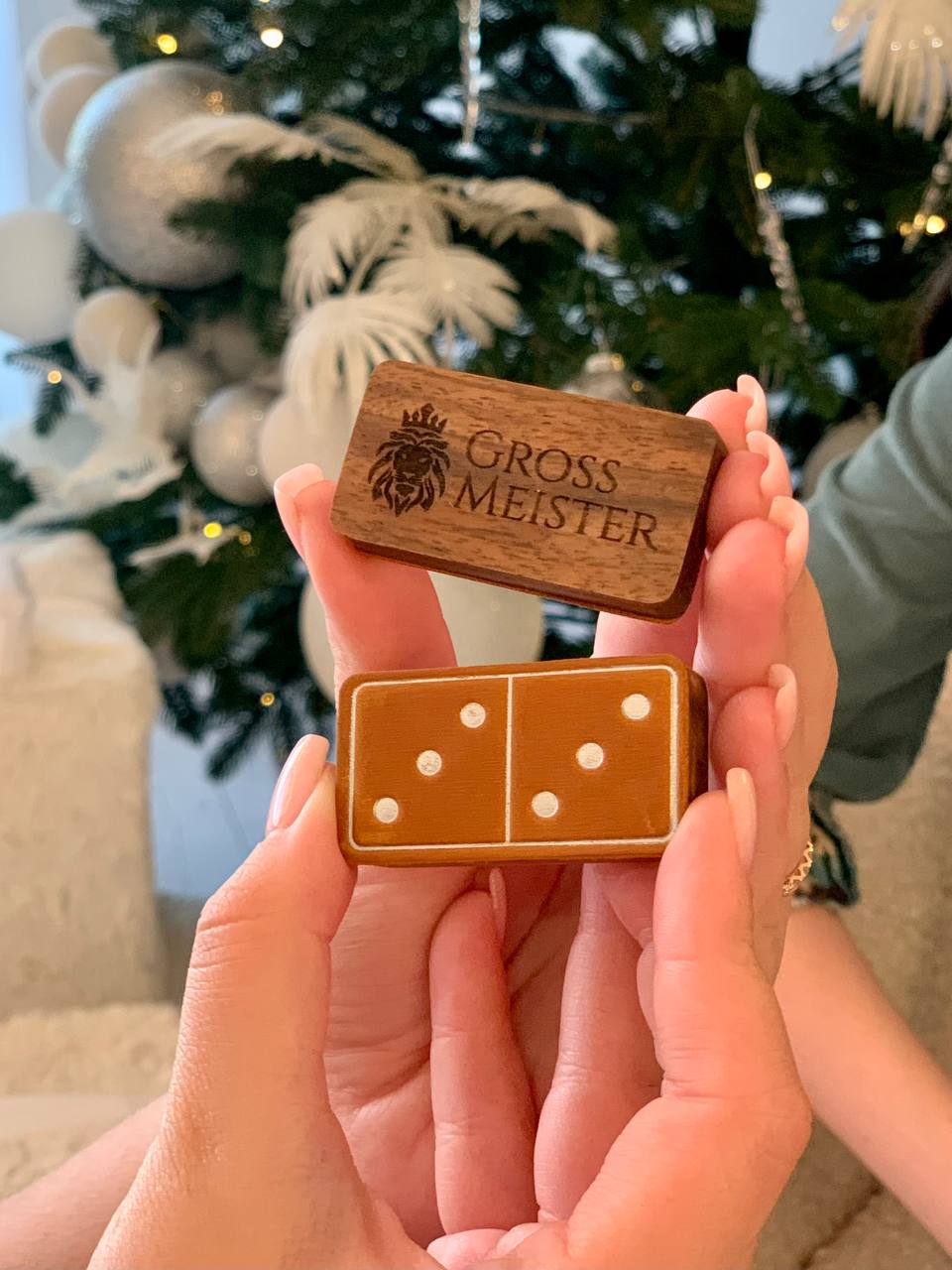 Luxuriöses Domino-Set aus Holz und elegantem Leder, 52*27*12mm orange Dominosteine, Geschenkfertig