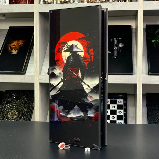 Jeu de backgammon en verre Elite « La voie du samouraï » 61*27cm, personnalisé et prêt à offrir