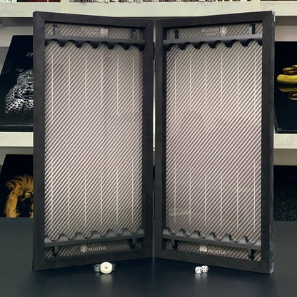 Jeu de backgammon classique en métal et carbone fait main 60*30cm, prêt à offrir VIP
