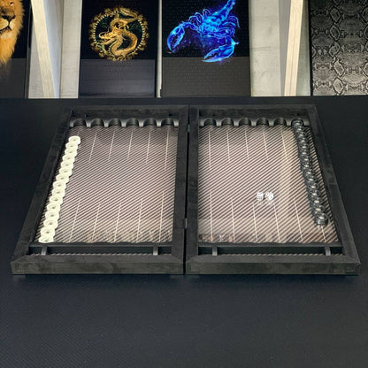 Jeu de backgammon classique en métal et carbone fait main 60*30cm, prêt à offrir VIP