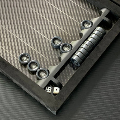 Jeu de backgammon classique en métal et carbone fait main 60*30cm, prêt à offrir VIP