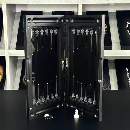 Jeu d'échecs et de backgammon en verre 3 en 1 dans un cadre en bois, 2 tailles, un jeu de société luxueux prêt à offrir
