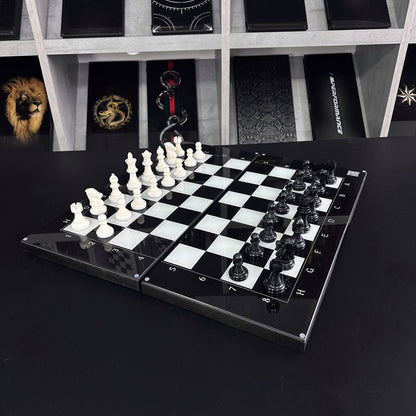 Jeu d'échecs et de backgammon en verre 3 en 1 dans un cadre en bois, 2 tailles, un jeu de société luxueux prêt à offrir