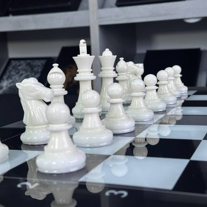 Jeu d'échecs et de backgammon en verre 3 en 1 dans un cadre en bois, 2 tailles, un jeu de société luxueux prêt à offrir