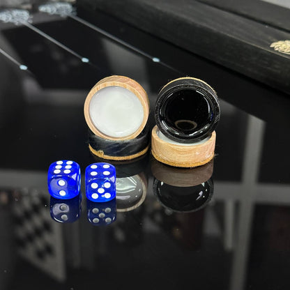 Jeu d'échecs et de backgammon en verre 3 en 1 dans un cadre en bois, 2 tailles, un jeu de société luxueux prêt à offrir