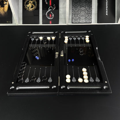 Jeu d'échecs et de backgammon en verre 3 en 1 dans un cadre en bois, 2 tailles, un jeu de société luxueux prêt à offrir