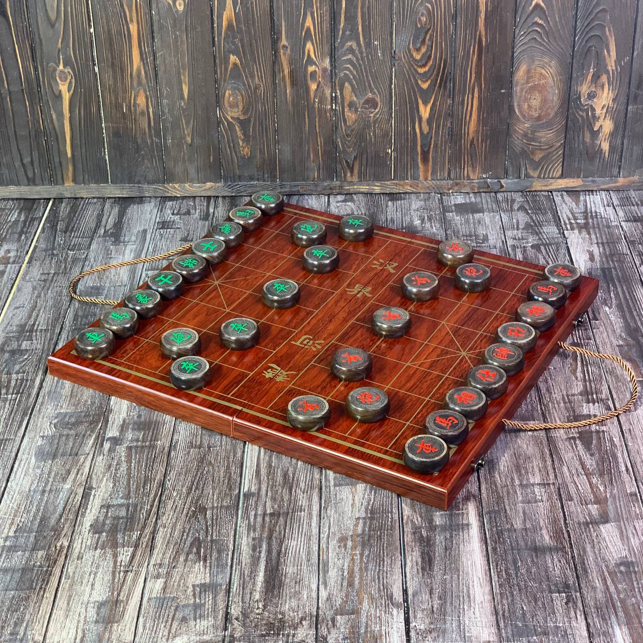 Jeu d'échecs chinois classique en bois Xiangqi, jeu d'échecs de voyage de taille compacte, cadeau insolite pour papa, prêt à offrir 