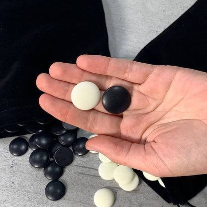 Premium Antinephritis Go Stones Set — 380 Professional Weiqi Stones with Velvet Pouches
