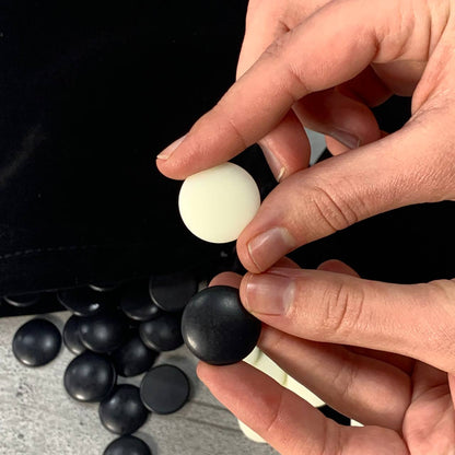 Premium Antinephritis Go Stones Set — 380 Professional Weiqi Stones with Velvet Pouches