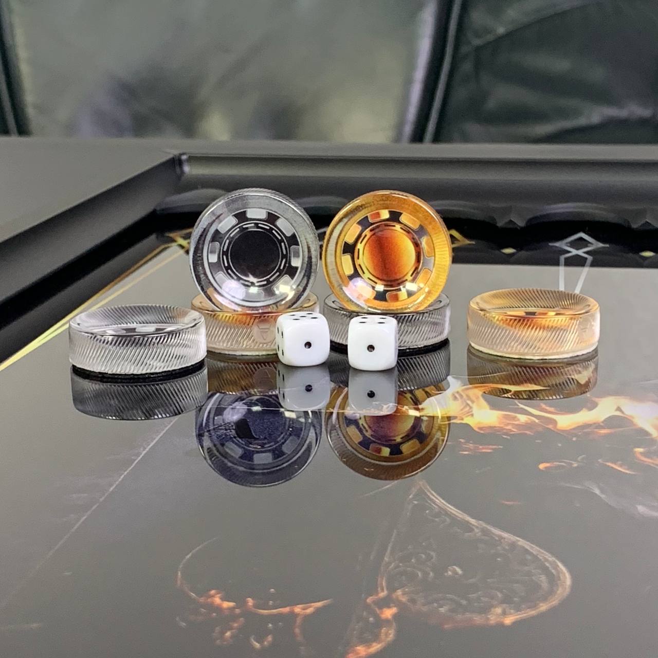 Poker Roulette Glass Backgammon Set – Large 24”