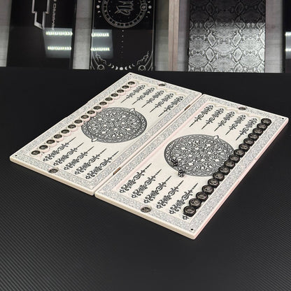 Backgammon de luxe en PIERRE ACRYLIQUE blanche X Large Jeu de société fait main, prêt à offrir