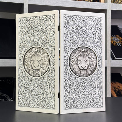 Backgammon de luxe en PIERRE ACRYLIQUE blanche X Large Jeu de société fait main, prêt à offrir