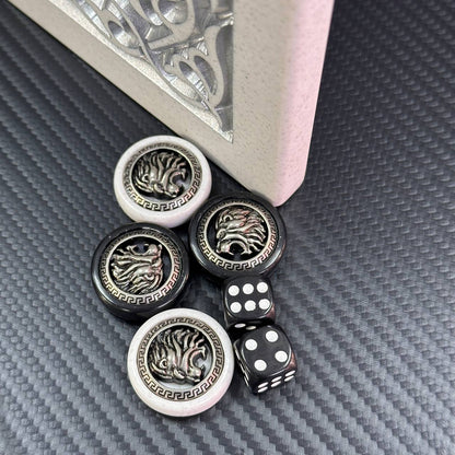 Backgammon de luxe en PIERRE ACRYLIQUE blanche X Large Jeu de société fait main, prêt à offrir