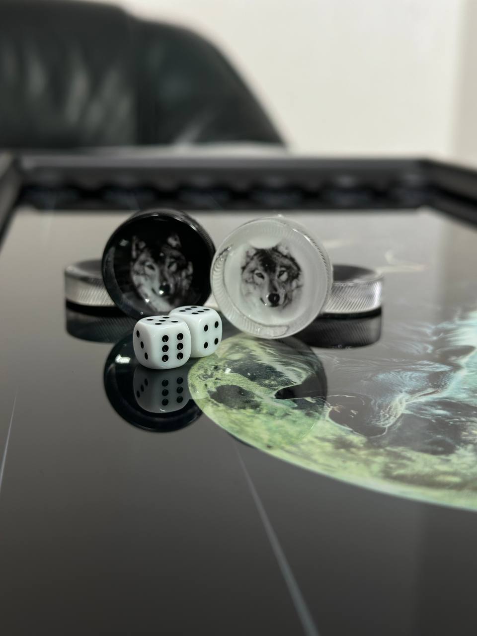 Exquisites Glas-Backgammon "Löwe" - 61×27 cm, Art. 250058. Individuell gestaltet. Geschenkfertig | Kostenloser Versand weltweit