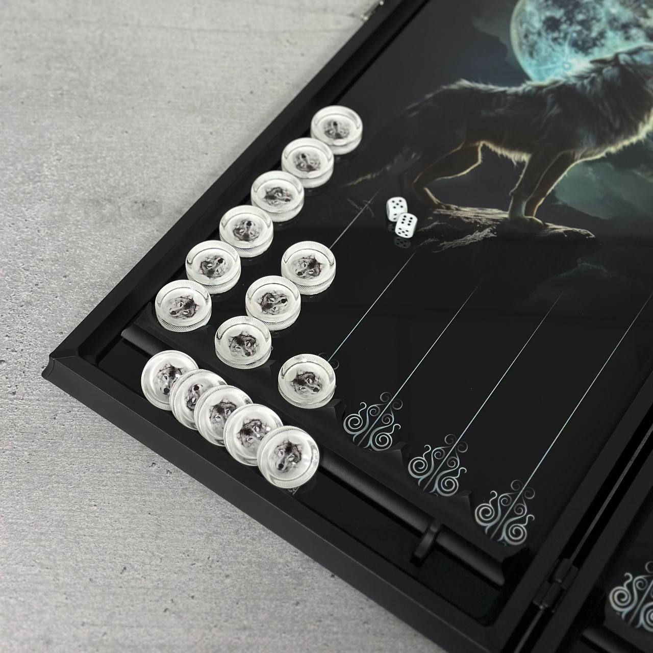 Exquisites Glas-Backgammon "Löwe" - 61×27 cm, Art. 250058. Individuell gestaltet. Geschenkfertig | Kostenloser Versand weltweit
