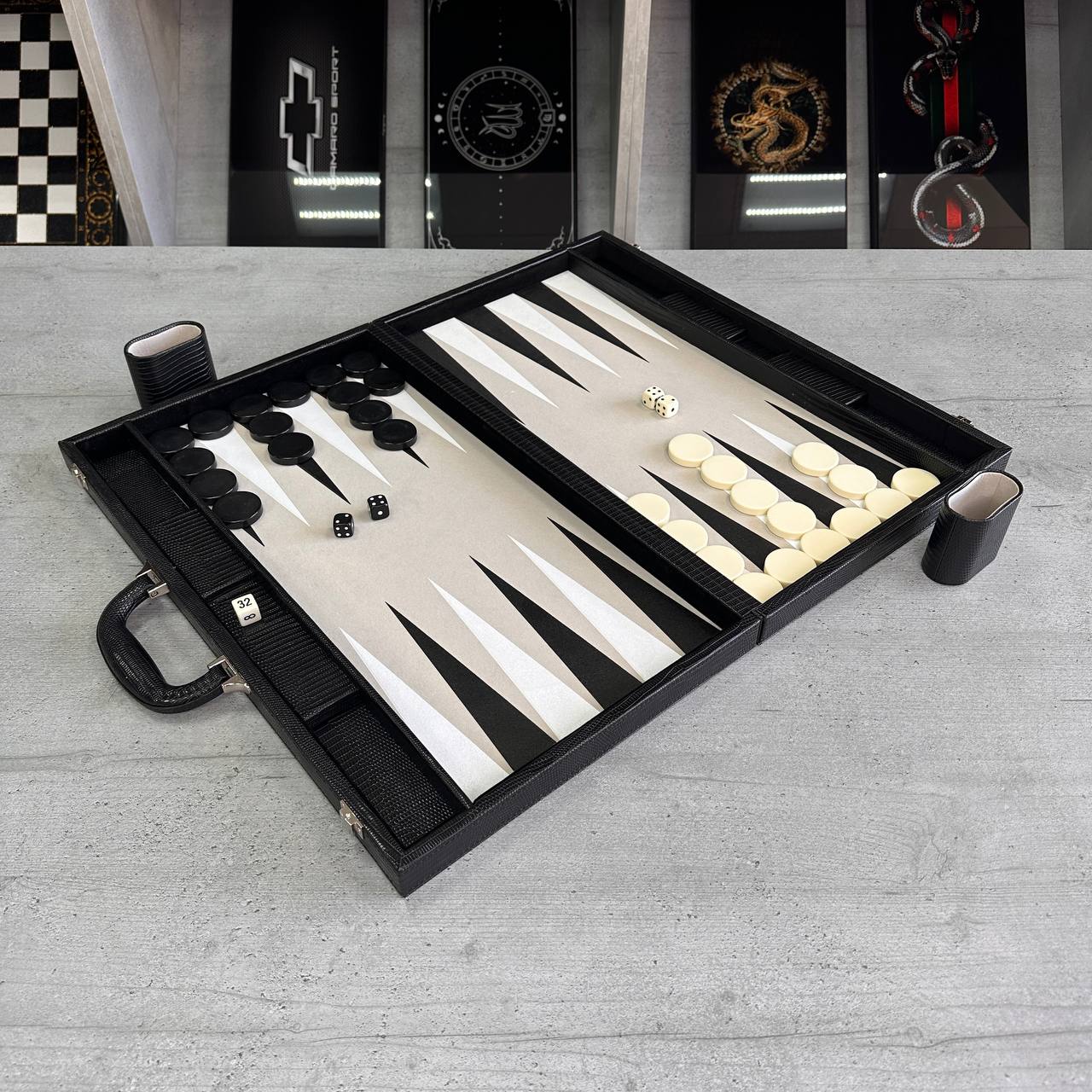 Tournament Backgammon 53*31cm Faux leather Acrylic chips. Gift-ready. Acrylic Wooden Backgammon pieces