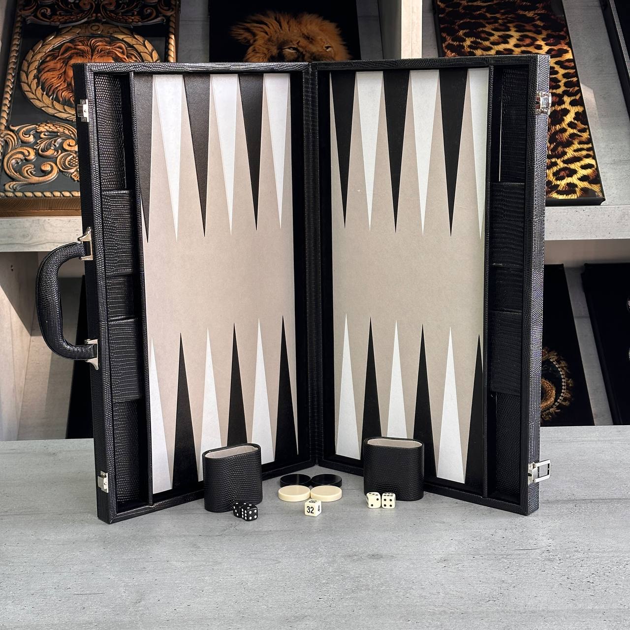 Tournament Backgammon 53*31cm Faux leather Acrylic chips. Gift-ready. Acrylic Wooden Backgammon pieces