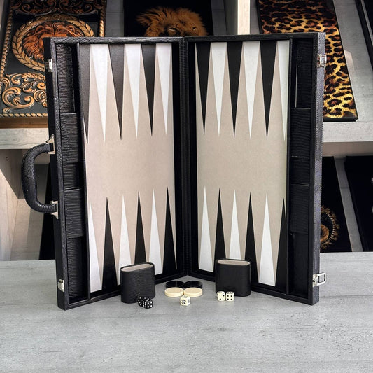 Turnier-Backgammon 53 x 31 cm Kunstleder Acryl-Chips. Als Geschenk geeignet. Backgammon-Stücke aus Acrylstein