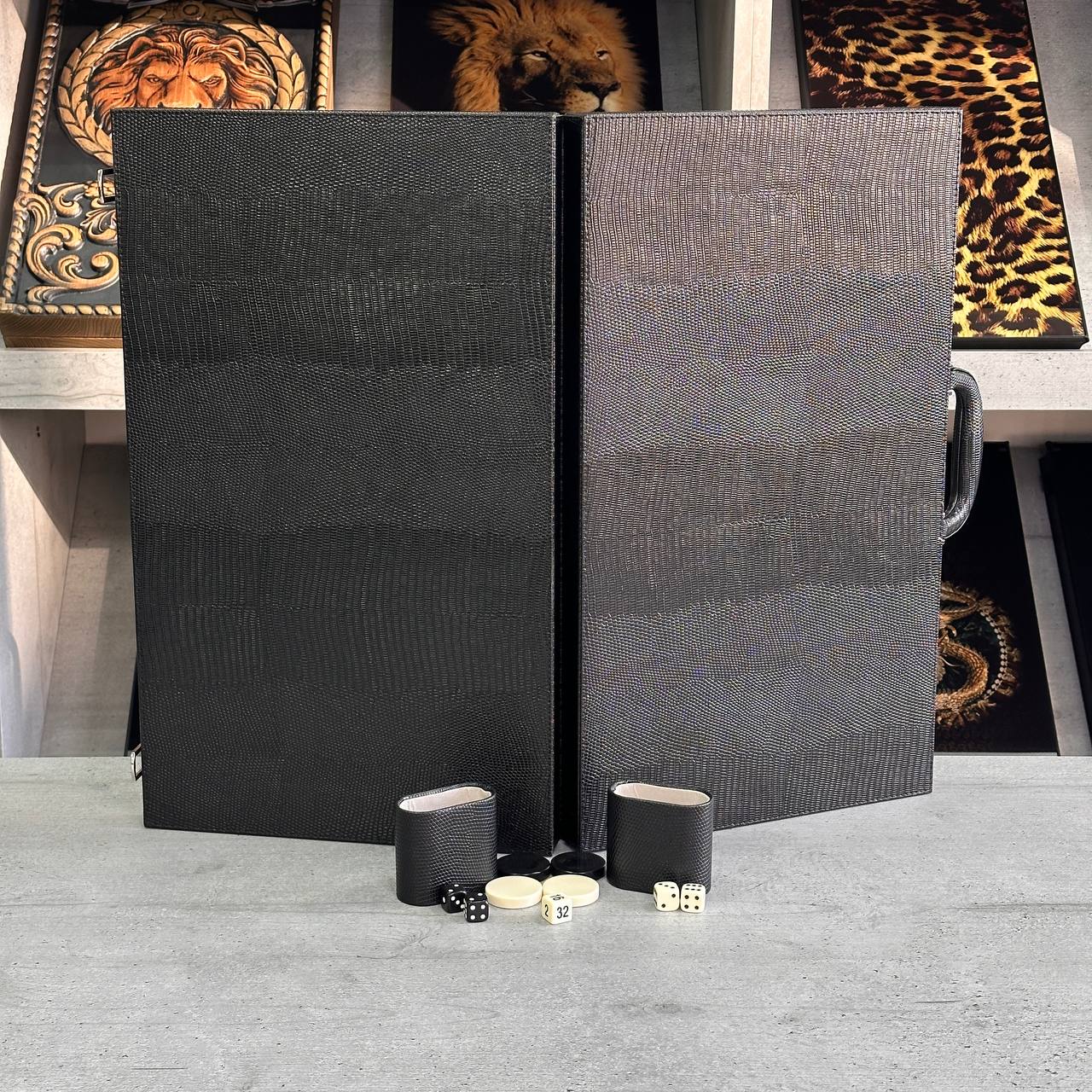 Tournament Backgammon 53*31cm Faux leather Acrylic chips. Gift-ready. Acrylic Wooden Backgammon pieces