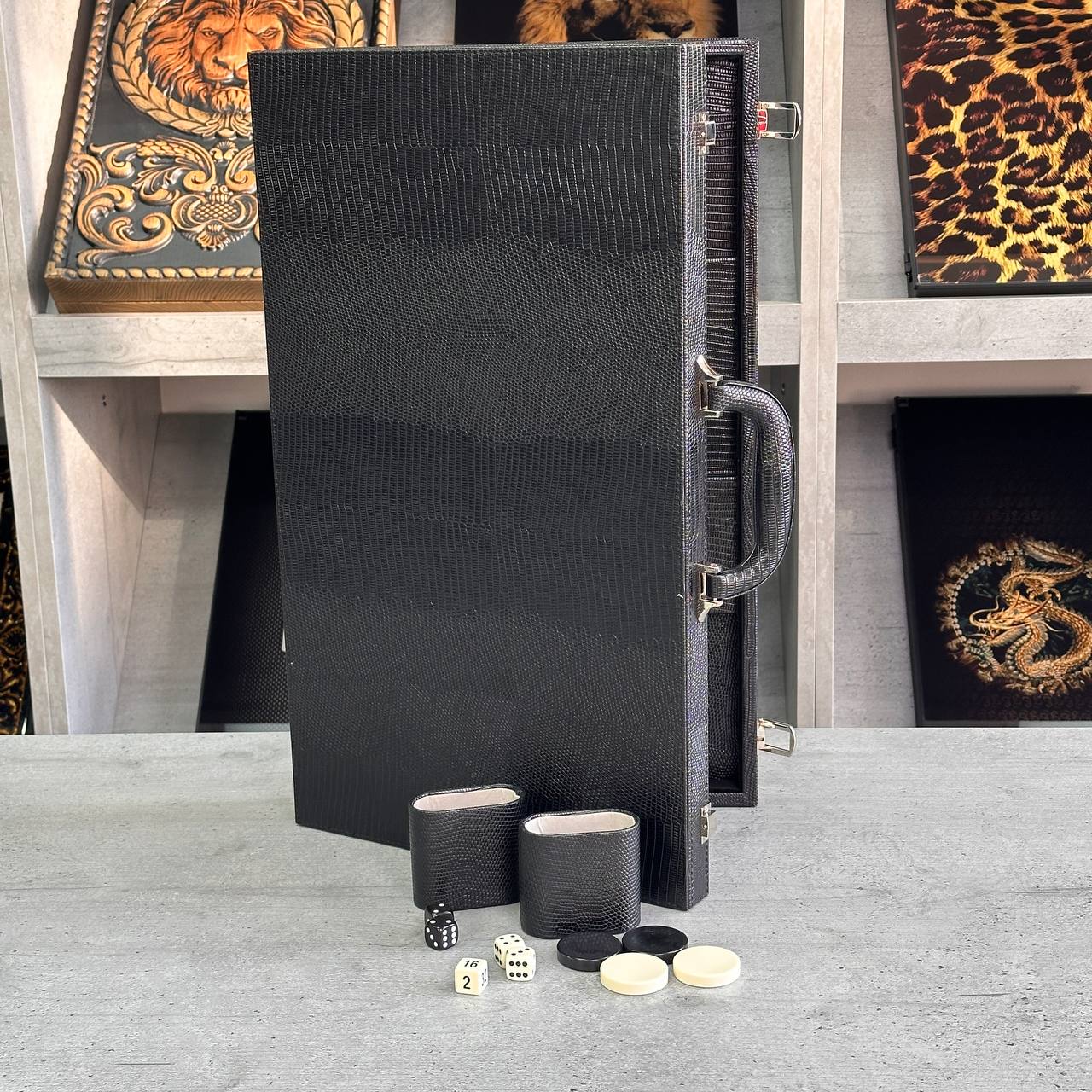 Tournament Backgammon 53*31cm Faux leather Acrylic chips. Gift-ready. Acrylic Wooden Backgammon pieces