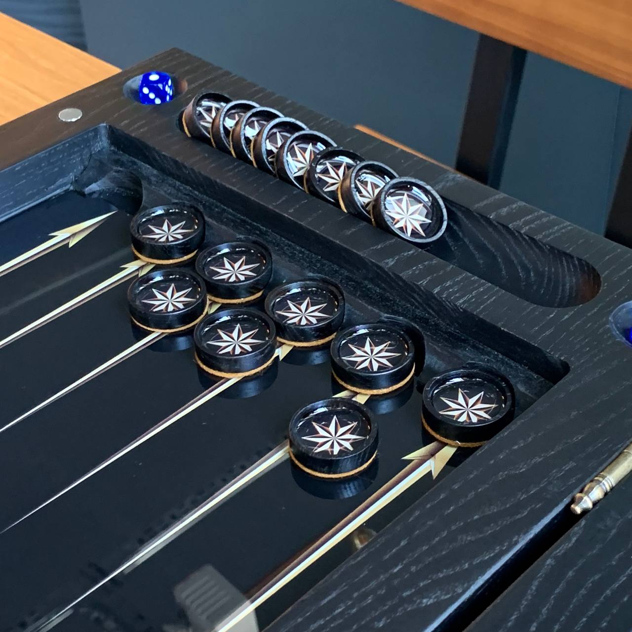 Large Wind Rose Glass&Wood Backgammon Set – 24" Premium Nautical Star Board