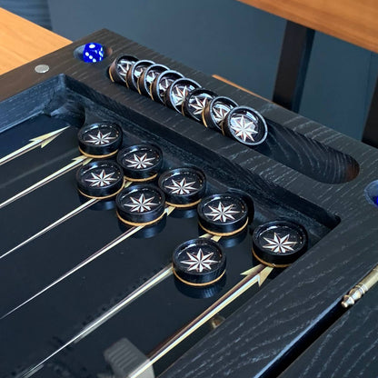Large Wind Rose Glass&Wood Backgammon Set – 24" Premium Nautical Star Board