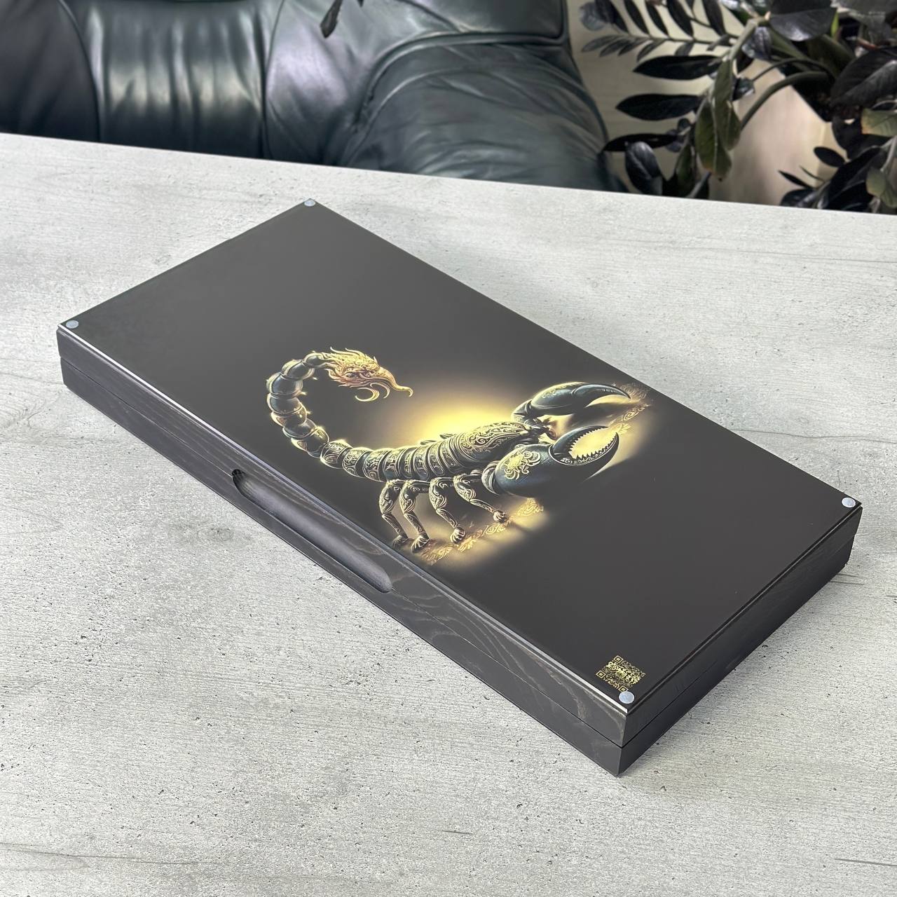 Luxury Glass&Wood Backgammon Set with Gold Scorpion and Panther Customized and Gift-ready
