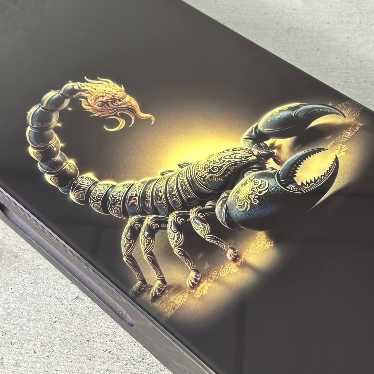 Luxury Glass&Wood Backgammon Set with Gold Scorpion and Panther Customized and Gift-ready