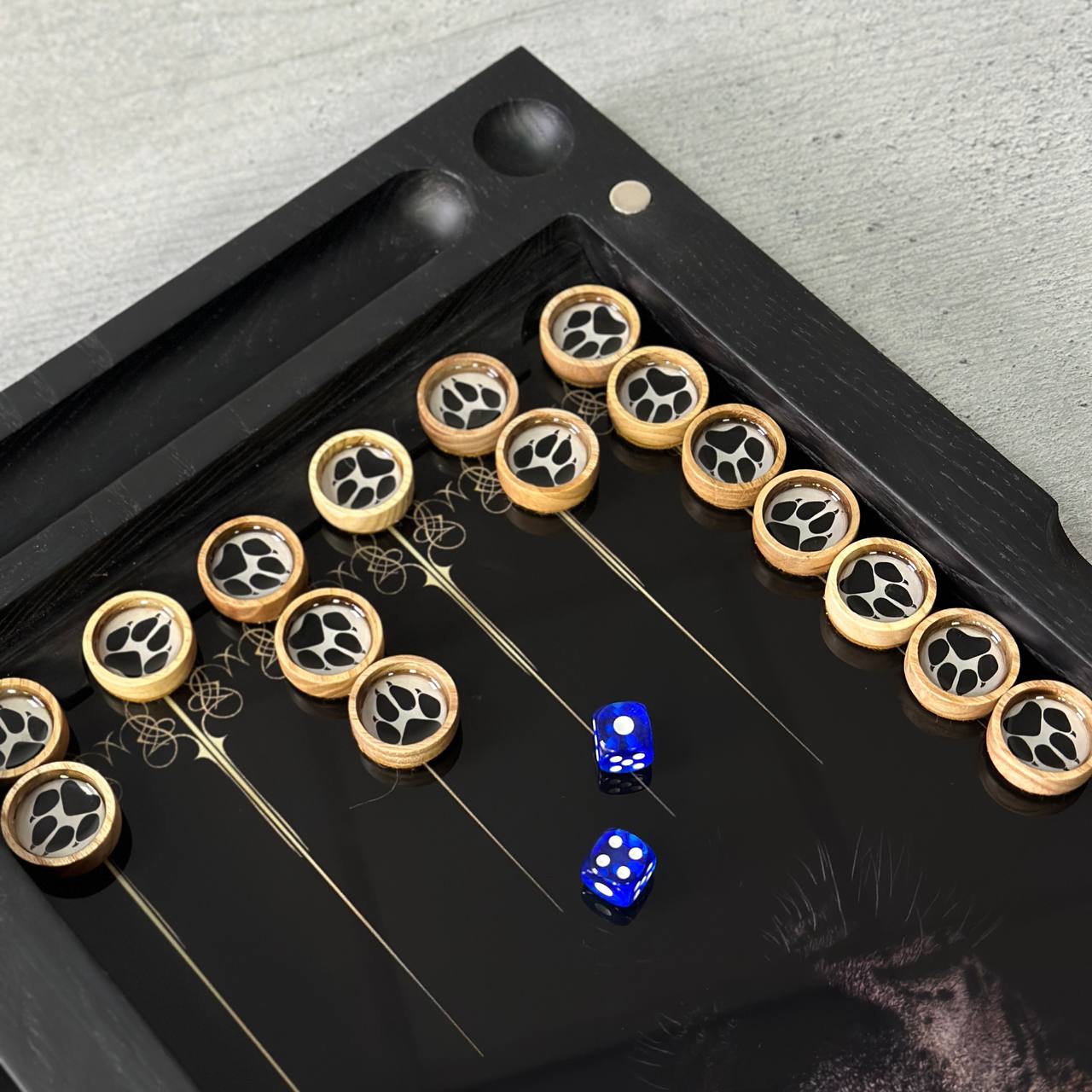 Luxury Glass&Wood Backgammon Set with Gold Scorpion and Panther Customized and Gift-ready