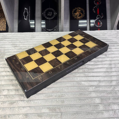 Jeu d'échecs et de backgammon en verre 3 en 1 dans un cadre en bois, 2 tailles, un jeu de société luxueux prêt à offrir