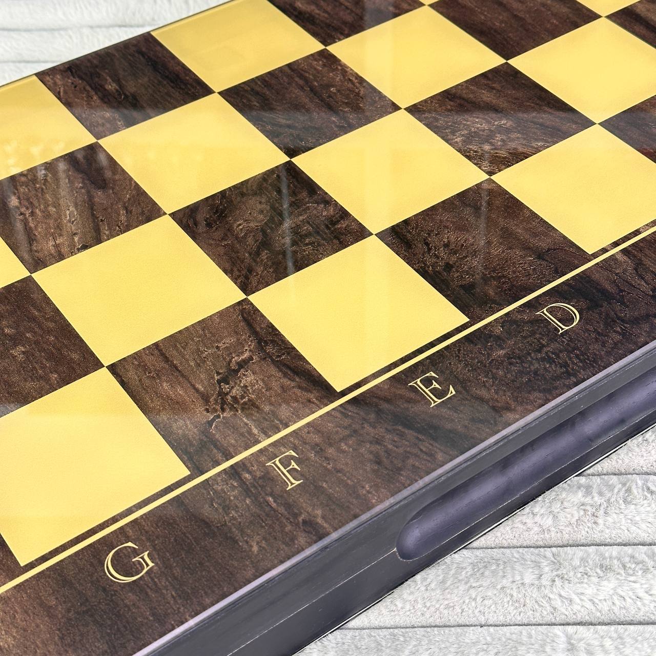 Jeu d'échecs et de backgammon en verre 3 en 1 dans un cadre en bois, 2 tailles, un jeu de société luxueux prêt à offrir